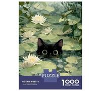 Jigsaw 1000 Pieces for Teenagers The Cat Among The Lilies Jigsaw for Adults Hands-on Game Difficult Challenge Difficult And Challenge 52x38cm/1000pcs