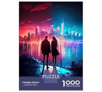 Jigsaw 1000 Pieces for Teenagers The Red Blue Neon City Puzzles for Adults Fun Games Stress Reliever Unique Gifts for Birthday And Christmas 70x50cm/1000pcs