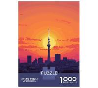 Jigsaw 1000 Pieces for Teenagers Tokyo Skyline Sunset Jigsaw for Adults Hands-on Game Difficult Challenge Difficult And Challenge 38x26cm/1000pcs