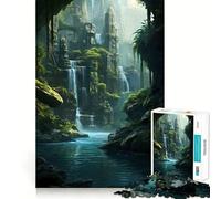 Jigsaw 1000 Pieces for Teenagers Traditional Inka Waterfall Precise Edge Art Mind Training Fun Quiet Game Time Birthday Art Gift(38x26cm)