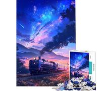 Jigsaw 1000 Pieces for Teenagers Train Under Starry Sky Help The Brain Exercise Wall Art Home Decoration Toys Suitable for People Aged 14 And Above (38x52cm)