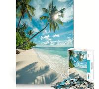 Jigsaw 1000 Pieces for Teenagers Tropical Beach Serenity Precise Edge Art Mind Training Fun Quiet Game Time Birthday Art Gift (38x52cm)