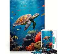Jigsaw 1000 Pieces for Teenagers Turtle Sea Animals Precise Edge Art Mind Training Fun Quiet Game Time Birthday Art Gift (50x75cm)