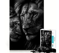 Jigsaw 1000 Pieces for Teenagers Two Cuddling Lions Poster Precise Edge Art Mind Training Fun Quiet Game Time Birthday Art Gift (38x52cm)