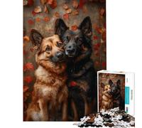 Jigsaw 1000 Pieces for Teenagers Two German Shepherds in Autumn Jigsaws for Adults Relax Games Perfect Decoration for Is Ideal As A Gifts (Size 50x75cm)