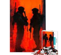 Jigsaw 1000 Pieces for Teenagers Two Soldiers in Red And Black Help The Brain Exercise Wall Art Home Decoration Toys Suitable for People Aged 14 And Above (50x75cm)