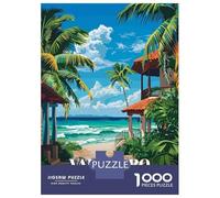 Jigsaw 1000 Pieces for Teenagers Varadero Cuba Beach Resort Illustration Jigsaw for Adults Hands-on Game Difficult Challenge Difficult And Challenge 70x50cm/1000pcs