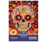 Jigsaw 1000 Pieces for Teenagers Vibrant Skull Art -4 Jigsaws for Adults Relax Games Birthday Present Unique Gifts for Birthday And Christmas 70x50cm/1000pcs
