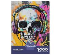 Jigsaw 1000 Pieces for Teenagers Vibrant Skull Graffiti Puzzles for Adults Hands-on Game Enhance Memory Birthday And Unique Gifts 52x38cm/1000pcs