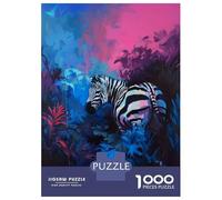 Jigsaw 1000 Pieces for Teenagers Vibrant Zebra in Colorful Jungle Painting Jigsaw for Adults Hands-on Game Difficult Challenge Difficult And Challenge 70x50cm/1000pcs