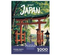 Jigsaw 1000 Pieces for Teenagers Visit Japan Torii Gate Illustration Puzzle for Adults Relaxing Games But Fun And Humorous Unique Gifts for Birthday And Christmas 52x38cm/1000pcs