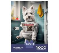 Jigsaw 1000 Pieces for Teenagers Westie on The Toilet Jigsaws for Adults Brain Teaser Game Pattern Assembly Birthday And Unique Gifts 70x50cm/1000pcs