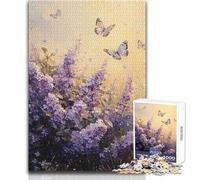 Jigsaw 1000 Pieces for Teenagers Whispering Lilacs︰ Butterfly Dance at Dusk Hand Speed Race Brain Teaser Game Great Gift for Games (size 38x52cm)