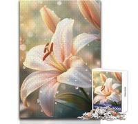 Jigsaw 1000 Pieces for Teenagers White Lily with Dew Drops Ideal for Cozy Downtime Fine Precision Die Cut Play Toy Size 38x52cm