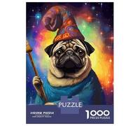 Jigsaw 1000 Pieces for Teenagers Wizard Pug Funny Pixel Art Puzzles for Adults Fun Games Stress Reliever Unique Gifts for Birthday And Christmas 70x50cm/1000pcs