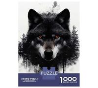 Jigsaw 1000 Pieces for Teenagers Wolf Portrait with Forest Overlay Puzzle for Adults Relaxing Games Presents for Women for Is Ideal As A Gift 38x26cm/1000pcs