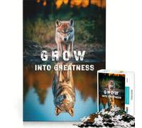 Jigsaw 1000 Pieces for Teenagers Wolf Reflection - Grow Into Greatness Educational Games Hand Speed Race Artists' Collection Fine Arts 38x26cm