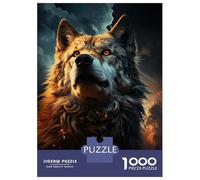 Jigsaw 1000 Pieces for Teenagers Wolf Sky Night Moon Animal Adult Jigsaw Puzzle DIY Toys Difficult Hard Unique Gifts for Birthday And Christmas 38x26cm/1000pcs