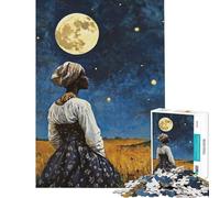 Jigsaw 1000 Pieces for Teenagers Woman Gazing at The Moon Fun Activities at Home Pattern Assembly Educational Game for 14+ Puzzle Game Offered (50x75cm)