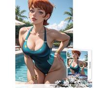 Jigsaw 1000 Pieces for Teenagers Woman in Swimsuit by Pool Puzzles for Teenagers Difficult Hard for Birthday, Chrismas for Is Ideal As A Gifts (38x52cm)