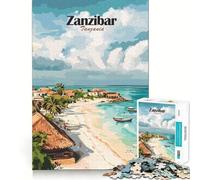 Jigsaw 1000 Pieces for Teenagers Zanzibar Beach Scene Precise Edge Art Mind Training Fun Quiet Game Time Birthday Art Gift (50x75cm)