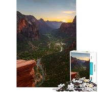 Jigsaw 1000 Pieces for Teenagers Zion National Park at Sunset Difficult And Challenge Pattern Assembly Impossible Game Suitable for People Aged 14 And Above (38x26cm)