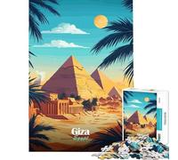 Jigsaw 1000 Pieces Giza Pyramids Landscape Challenging To Complete Learning Educational Impossible Game for 14+ Puzzle Game Offered (38x26cm)
