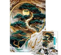 Jigsaw 1000 Pieces Golden Bonsai Wall Art Challenging To Complete Learning Educational Impossible Game for 14+ Puzzle Game Offered (38x26cm)