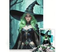 Jigsaw 1000 Pieces Hazel - Green Haired Halloween Witch Educational Games Perfect Decoration Unique Gifts for Birthday And Christmas 50x75cm