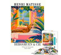 Jigsaw 1000 Pieces Henri Matisse Deer in Bathtub Art Challenging To Complete Learning Educational Impossible Game for 14+ Puzzle Game Offered (38x26cm)