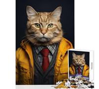 Jigsaw 1000 Pieces Hipster Dressed Cat Puzzles for Teenagers Pattern Assembly Parent-child Interaction Birthday Present, Gifts, (50x75cm)