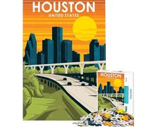 Jigsaw 1000 Pieces Houston Texas Travel Art Brain Intelligence Challenge Addictive Toys Family Games Analysis And Logic Great Gifts (size 38x26cm)