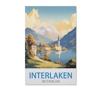 Jigsaw 1000 Pieces，Interlaken Vintage Travel Poster Switzerland，DIY Art for Grown Ups Adults 50x70cm-H57