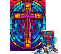 Jigsaw 1000 Pieces Jesus Christ Cross Glass Challenging To Complete Learning Educational Impossible Game for 14+ Puzzle Game Offered (38x52cm)