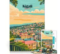 Jigsaw 1000 Pieces Kigali Rwanda Cityscape Illustration Precise Cut Art Cognitive Skill Toy Leisure Time Fun Christmas Calm Gift (50x75cm)