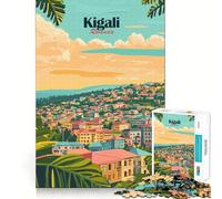 Jigsaw 1000 Pieces Kigali Rwanda Cityscape Illustration Precise Cut Art Cognitive Skill Toy Leisure Time Fun Christmas Calm Gift (38x52cm)