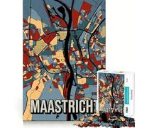 Jigsaw 1000 Pieces Maastricht City Map Art Netherlands Precise Cut Art Cognitive Skill Toy Leisure Time Fun Christmas Calm Gift (50x75cm)