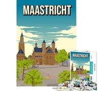 Jigsaw 1000 Pieces Maastricht Holland Skyline Cityscape for Educational Game Challenge Toy for Educational Game Tough Challenge Gifts For Birthdays (Size 38x52cm)