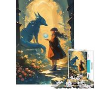 Jigsaw 1000 Pieces Magical Girl And The Fox Brain Teaser Game Brain Intelligence Challenge Addictive Toys Gifts For Birthdays Difficult Challenge (Size 38x26cm)