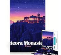Jigsaw 1000 Pieces Meteora Monasteries, Greece, Night Landscape Precise Cut Art Cognitive Skill Toy Leisure Time Fun Christmas Calm Gift (38x52cm)