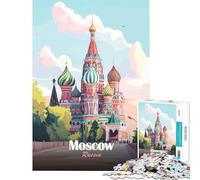 Jigsaw 1000 Pieces Moscow, Russia︰ St. Basil's Cathedral Illustration for Educational Game Challenge Toy for Educational Game Tough Challenge Gifts For Birthdays (Size 38x26cm)