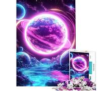 Jigsaw 1000 Pieces Neon Planet Challenging To Complete Learning Educational Impossible Game for 14+ Puzzle Game Offered (38x52cm)