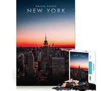 Jigsaw 1000 Pieces New York United States Precise Cut Art Cognitive Skill Toy Leisure Time Fun Christmas Calm Gift (38x26cm)