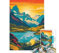 Jigsaw 1000 Pieces Patagonia Lake Sunset Brain Teaser Game Brain Intelligence Challenge Addictive Toys Gifts For Birthdays Difficult Challenge (Size 75x50cm)