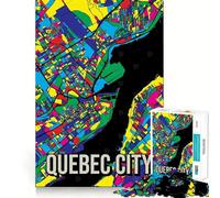 Jigsaw 1000 Pieces Quebec City Canada Map Colorful Travel Art Precise Cut Art Cognitive Skill Toy Leisure Time Fun Christmas Calm Gift (50x75cm)