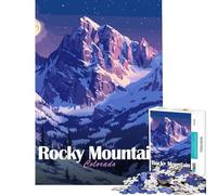 Jigsaw 1000 Pieces Rocky Mountain Colorado Landscape Illustration Brain Intelligence Challenge Addictive Toys Family Games Suitable for Couples Art Work Gifts (size 38x52cm)
