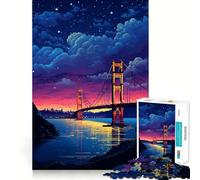 Jigsaw 1000 Pieces San Francisco Night Pixel Precise Cut Art Cognitive Skill Toy Leisure Time Fun Christmas Calm Gift (38x52cm)