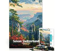 Jigsaw 1000 Pieces Saxon Switzerland National Park Poster Perfect Edge Play Cognitive Fun Play Slow Play Fun Xmas Art Display(38x26cm)