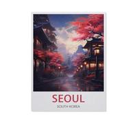 jigsaw 1000 pieces，Seoul South Korea Vintage Travel Poster，DIY Art for Grown Ups Adults（50x70cm）-BE32