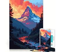 Jigsaw 1000 Pieces Swiss Mountain Pixel Art Perfect Edge Play Cognitive Fun Play Slow Play Fun Xmas Art Display (50x75cm)